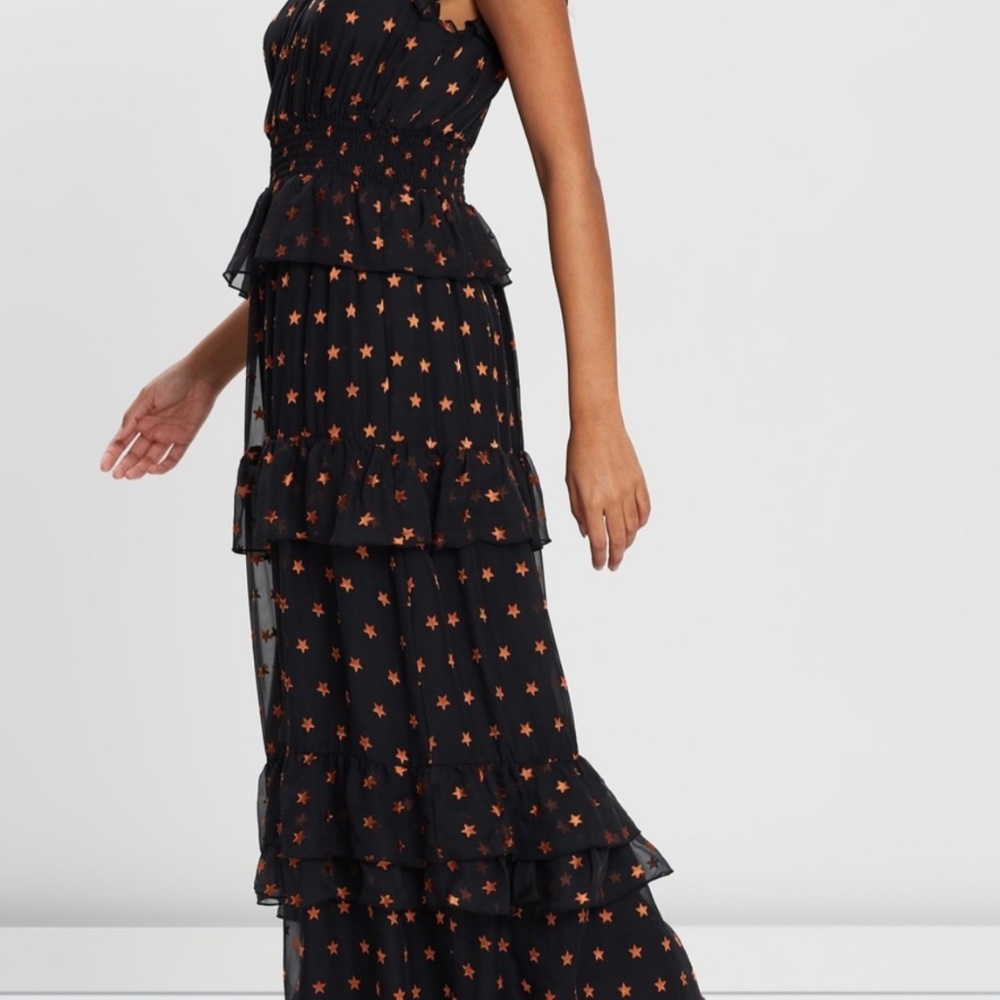 SCOTCH & SODA Maison Scotch Chiffon High Neck Star Jacquard Maxi Dress S… - Picture 14 of 15